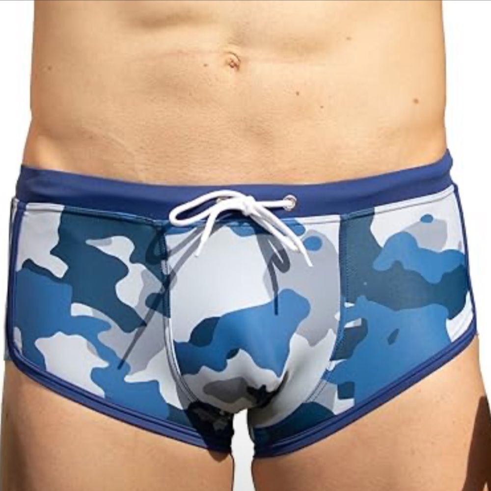 SMALL Mens Swim Briefs Camo Sexy Swimwear Low Rise Bikini Quick Dry Swimsuit